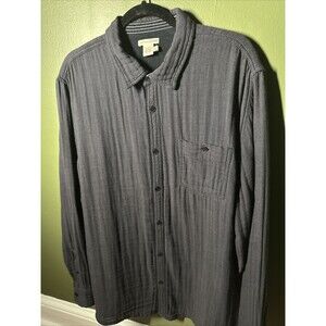 Carbon 2 Cobalt Long Sleeve Soft Cotton Button Front Shirt Men's Large Gray